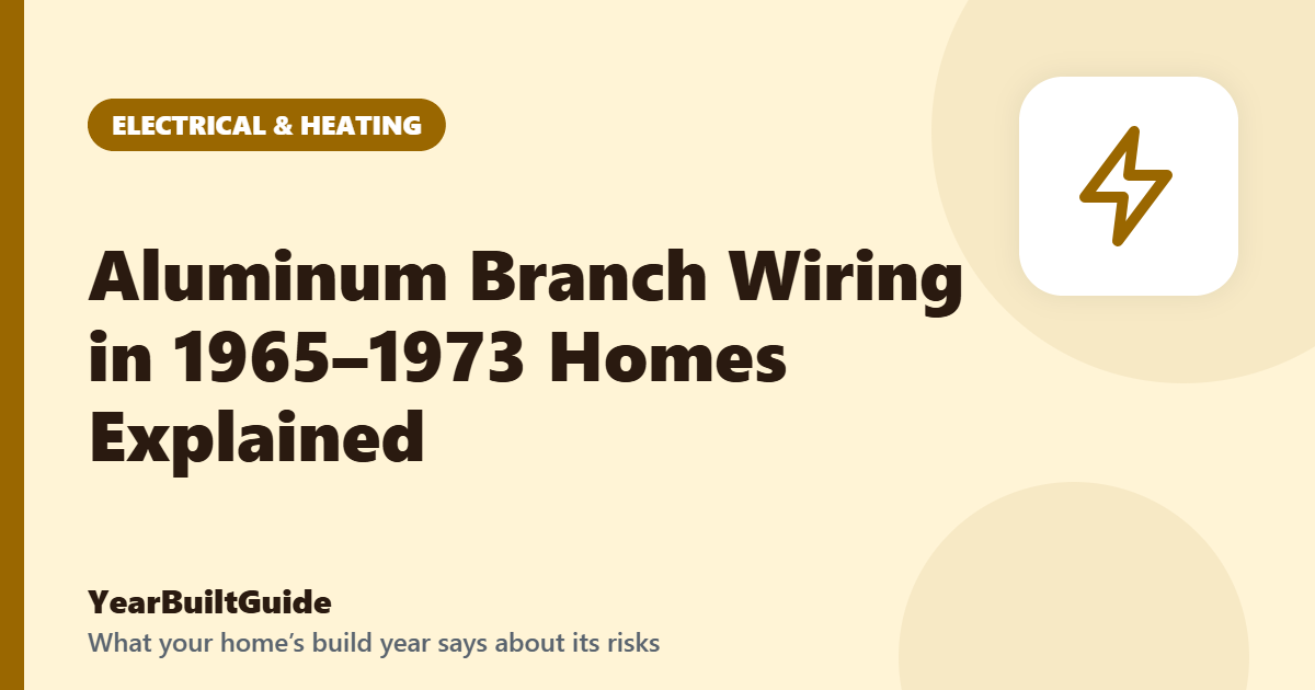 Illustration with the title "Aluminum Branch Wiring in 1965–1973 Homes Explained" and the electrical & heating icon